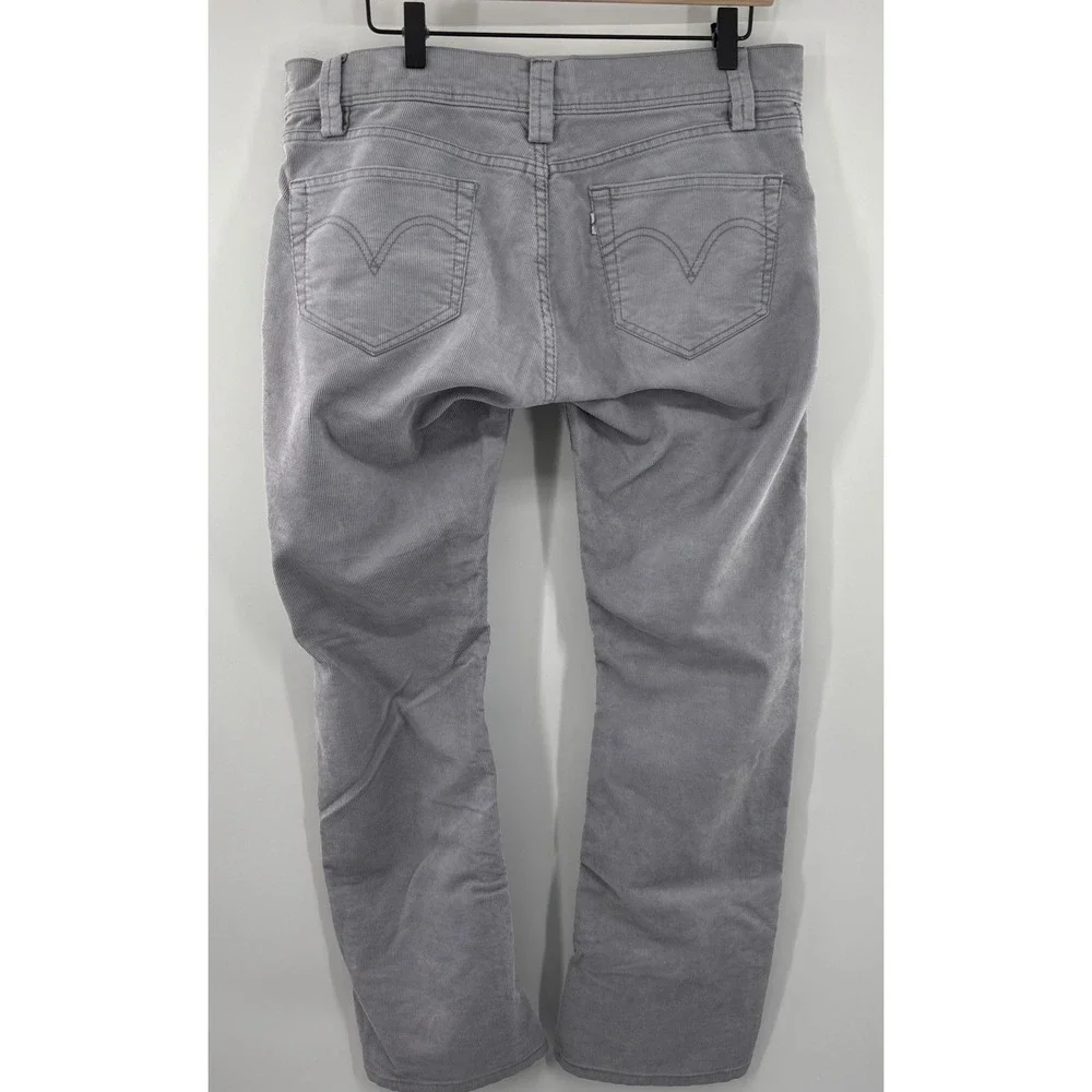 Levis 504 Slouch Straight Corduroy Pants Grey Womens Sz 35x31 Mid Rise Trousers‎